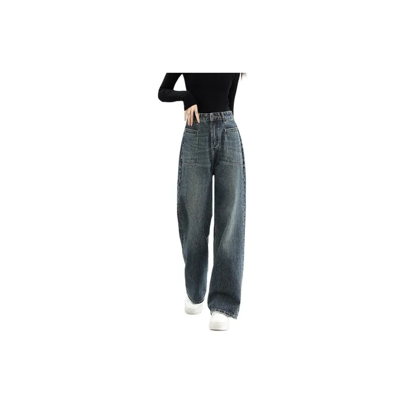 FAWENXIANGZI Jeans Women's Vintage Blue-2