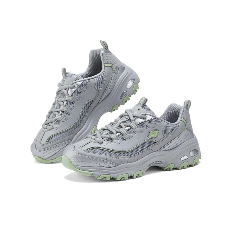 Skechers Anti Slip Wear Resistant Low Top Chunky Sneakers Women's Gray Green-1