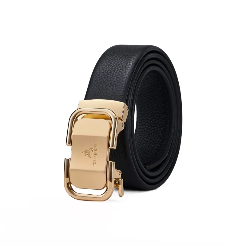 POLOMEISDO Top Grain Cow Leather With Litchi Grain Texture Belt Box Men's Width 3.5CM-0