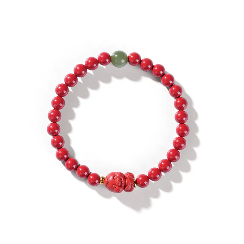 Artisan Lock Heart Jade Cinnabar Bracelets Unisex-0