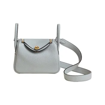 HERMES Lindy Clemence Leather Shoulder Bag Crossbody Bag Mini Women's 8U Bleu Glacier Glacier Blue