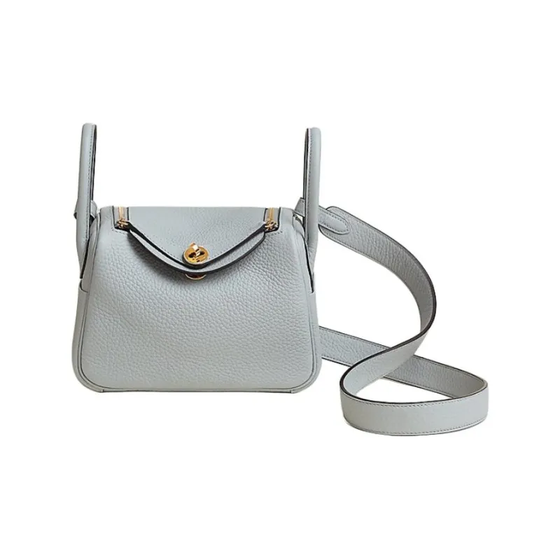 HERMES Lindy Clemence Leather Shoulder Bag, Crossbody Bag, Handbag Mini Women's 8U Bleu Glacier Blue-0