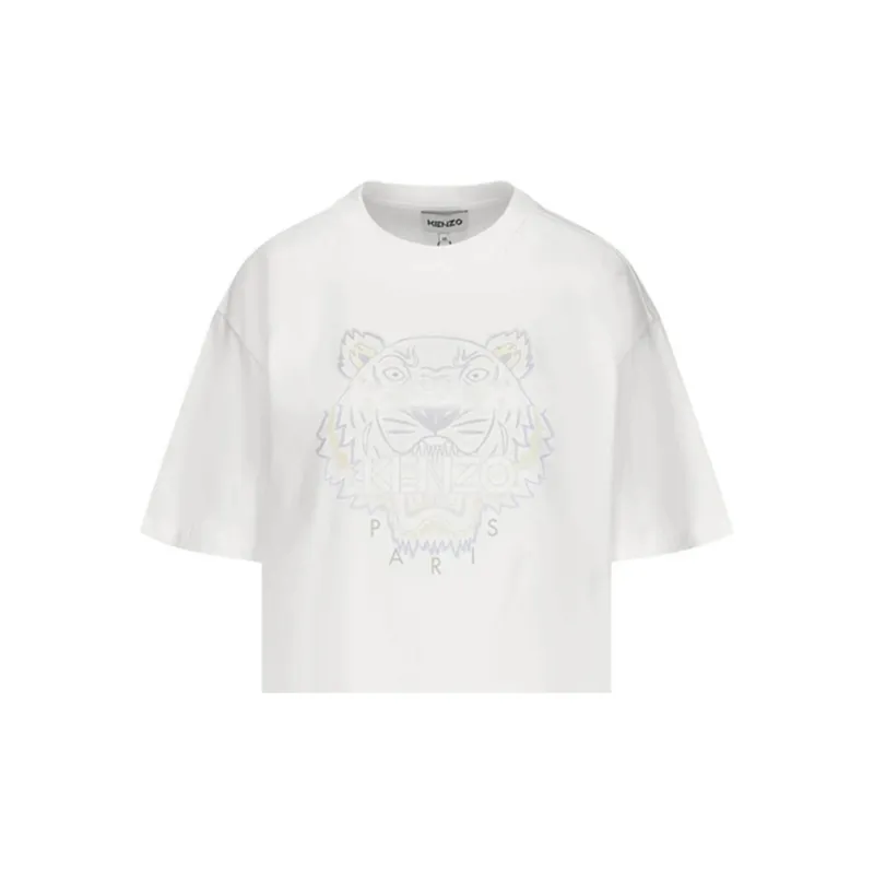 KENZO Classic Tiger Head T Shirts Women's White-3