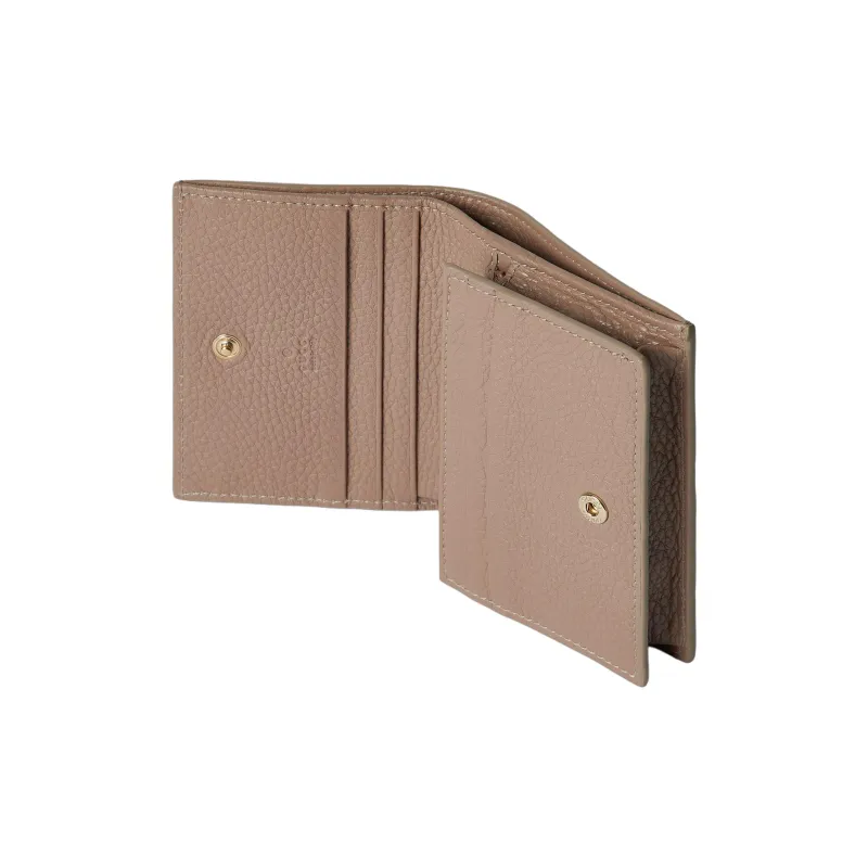 GUCCI GG Emblem Leather Wallet Mini Women's Taupe-5