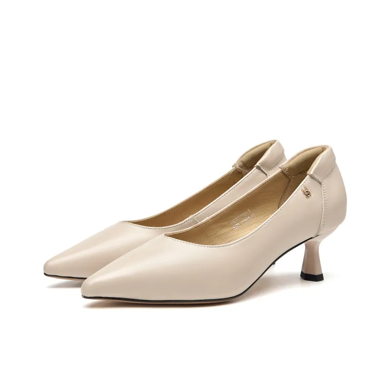 Spider King Slim Heel High Heels Women's Beige-3
