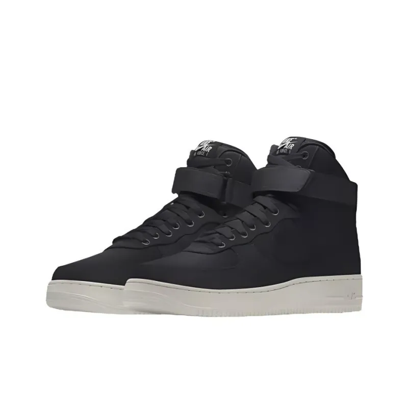 Nike Air Force 1 Cushioning Wear-Resistant High-Top Running Shoes Women's Black White-1