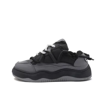 Mengsai Puffy Shoes Low Top Skateboard Shoes Men's Black