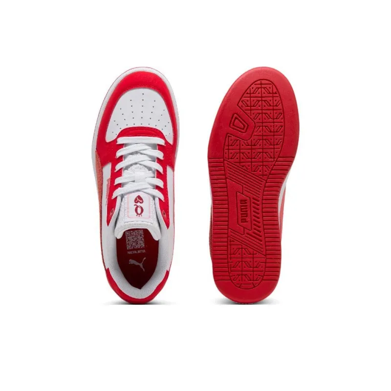PUMA Caven 2.0 Slip Resistant Low Top Skateboard Shoes Women's White Red-3