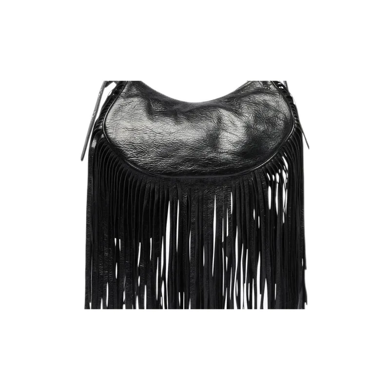 Balenciaga Lambskin Handbag, Shoulder Bag Trumpets Women's Black-4