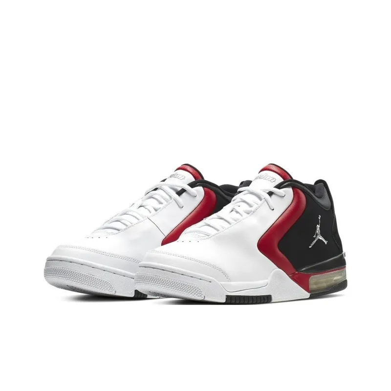Jordan Big Fund Anti-Slip Wear-Resistant Mid-Top Vintage Basketball Shoes Unisex White Black Red-2