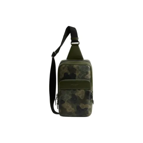 COACH Signature Coated Canvas Crossbody Sling Bag Small Size Men's Green