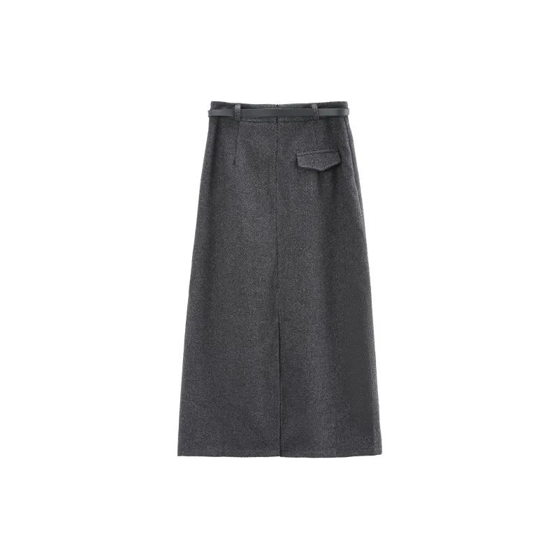 A Paradise For Awakening Casual Long Skirts Women's Dark Gray-1