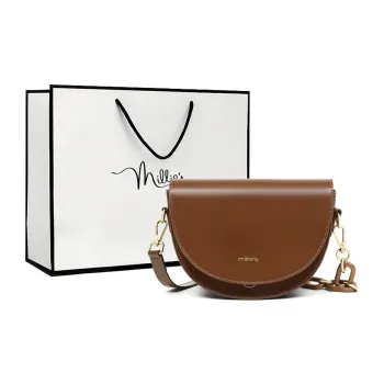 MILLIE'S Cow Leather With Synthetic Leather Saddle Bag, Shoulder Bag Regular Women's Cocoa Brown