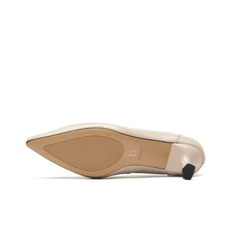 Spider King Slim Heel High Heels Women's Beige-4