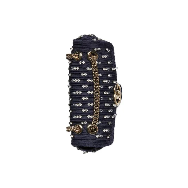 GUCCI GG Marmont Wool Shoulder Bag Small Size Women's Blue-5