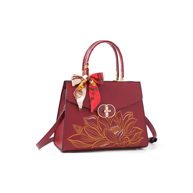 Vigno Synthetic Leather Shoulder Bag Crossbody Bag Handbag Medium Size Women's Red-24