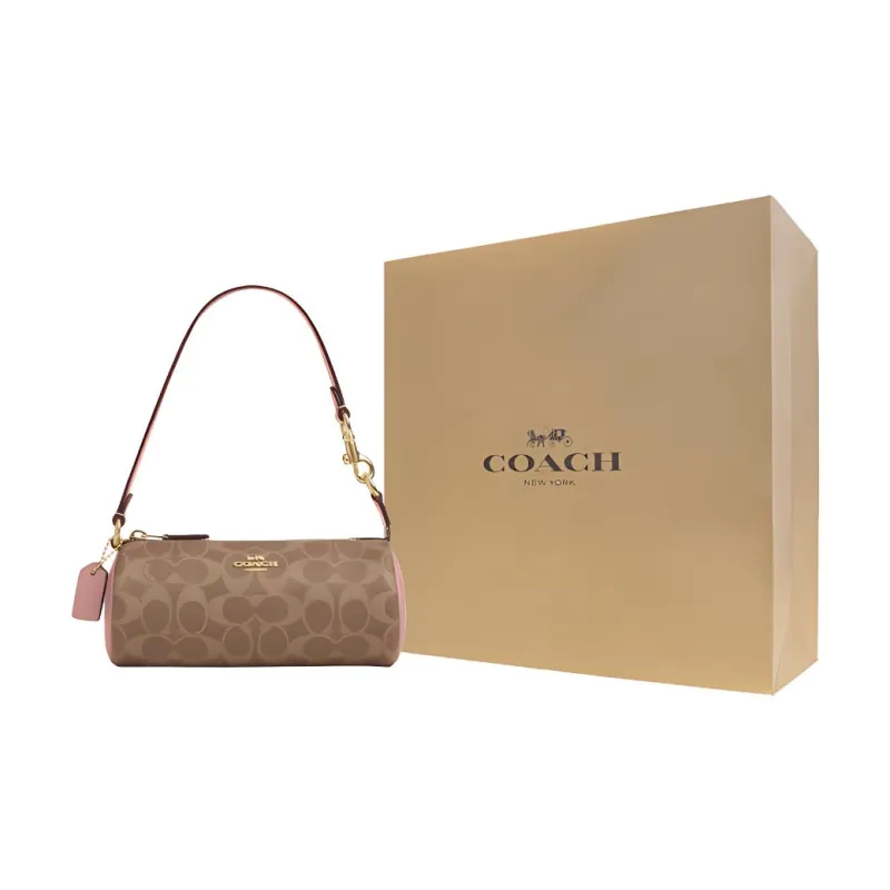 COACH Nolita PVC Cylinder Bag Handbag, Shoulder Bag Trumpets Women's Brown & Pink-3