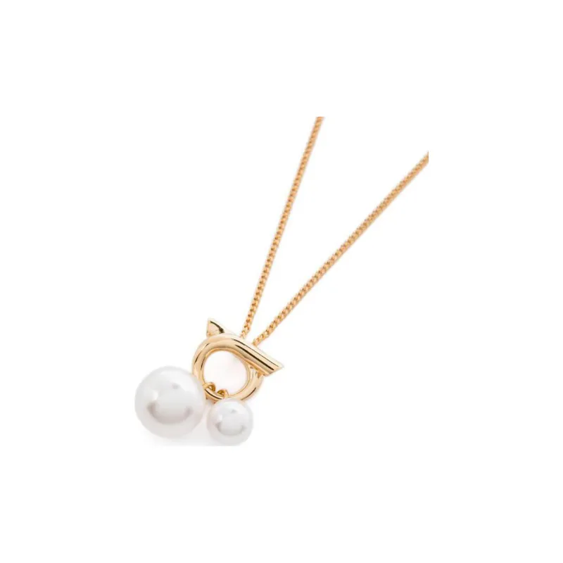 Ferragamo Gancini Pendant Embellished Chained Necklace-2