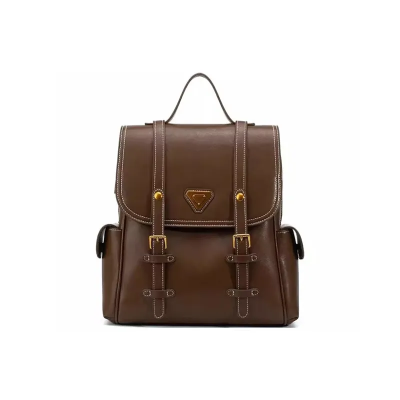 BUHOWE Polyurethane Bonded Synthetic Leather Backpack Women's Brown-0