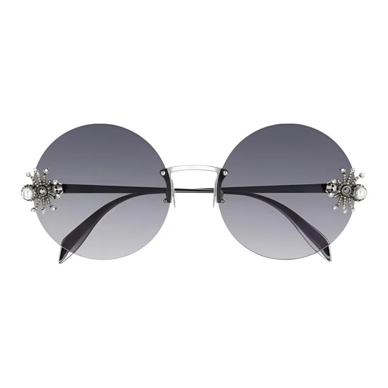 McQ Alexander McQueen Metal Round Sunglasses Women's Black-0