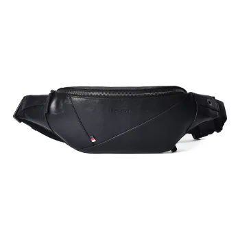 Old Man's Head Cow Leather Fanny Pack Men's Black