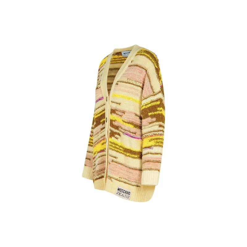 MOSCHINO Logo Patch Long Cardigan-2