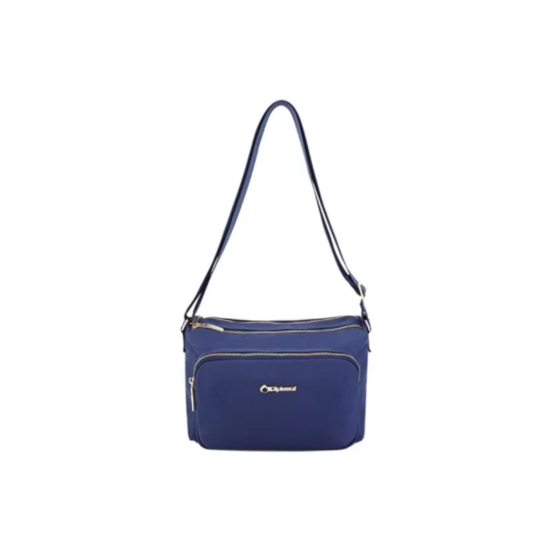 Diplomat Fabric Shoulder Bag Small Size Unisex Pink/Dark Blue-0