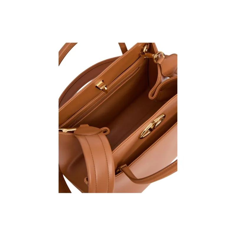 Valentino Vlogo Calfskin One Shoulder Handbag Small Size Women's Almond-3