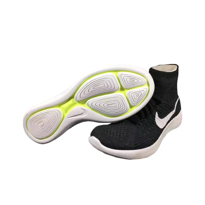 Nike LunarEpic Flyknit Slip-Resistant Breathable High-Top Running Shoes Women's Black White-3