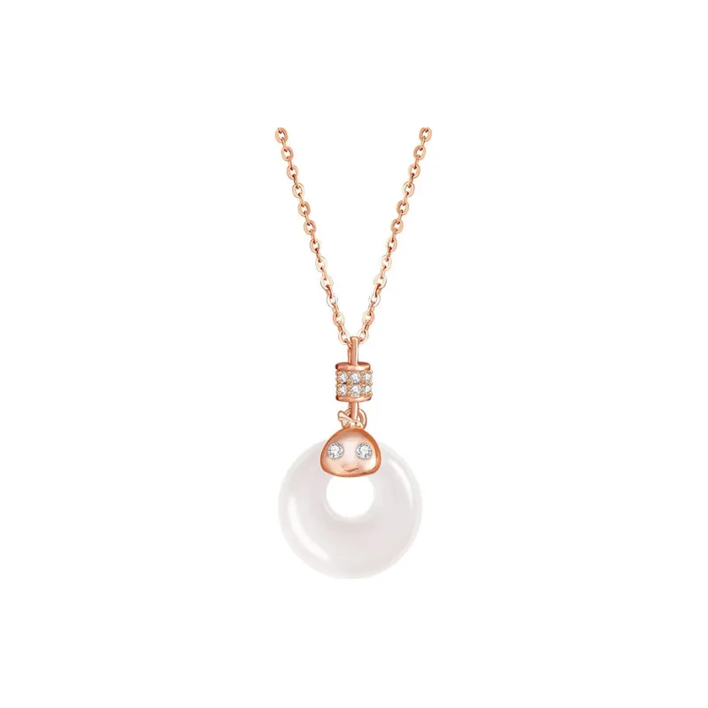 Artisan Lock Heart Jade Chalcedony Necklaces Women's-13