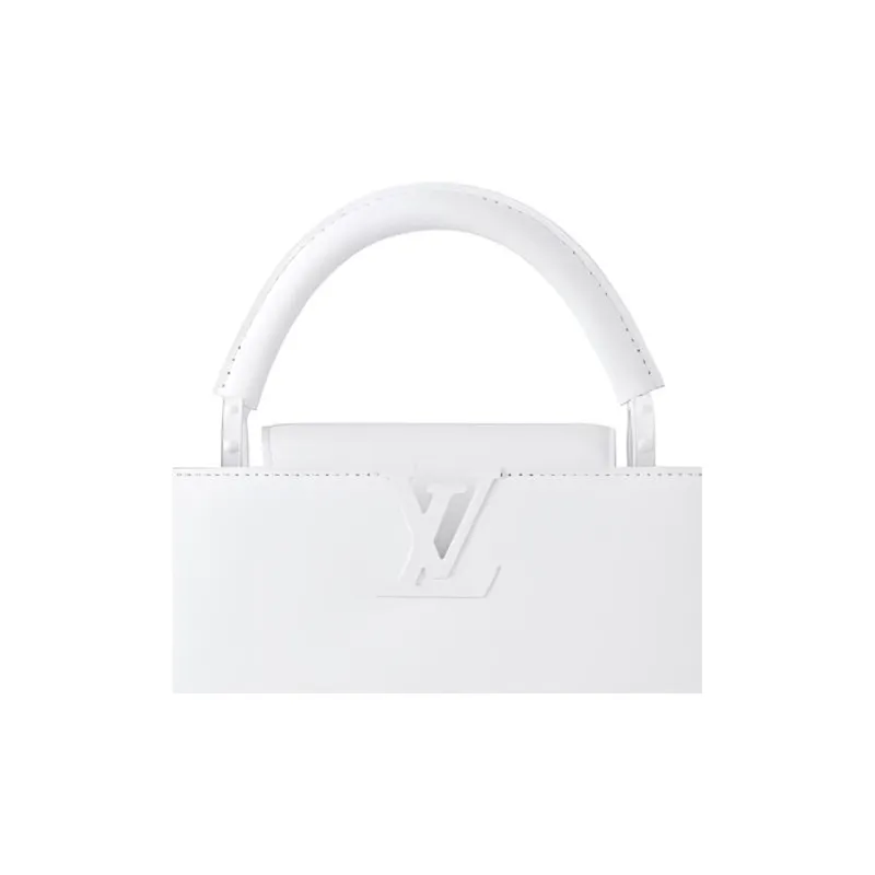 LOUIS VUITTON Leather Capusin Shoulder Crossbody Handbag Small Size Women's White-2