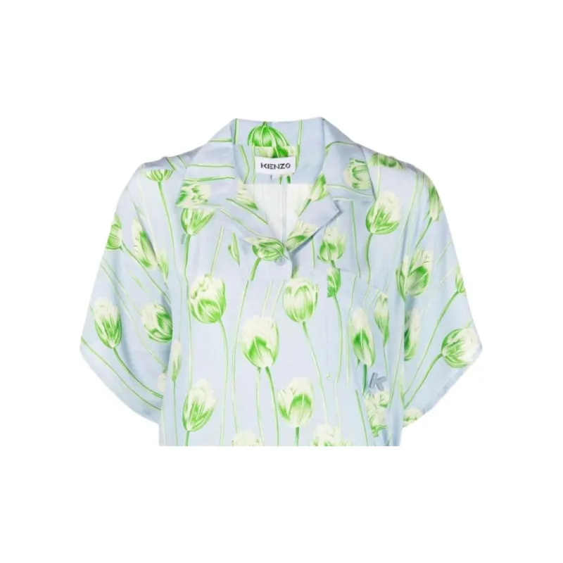 KENZO Short Sleeved Dresses Women's Light Blue-4