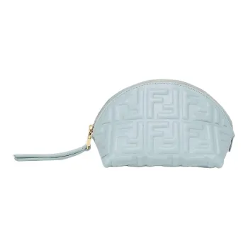 FENDI Baguette Lambskin Clutch Makeup Bag Small Size Women's Light Blue