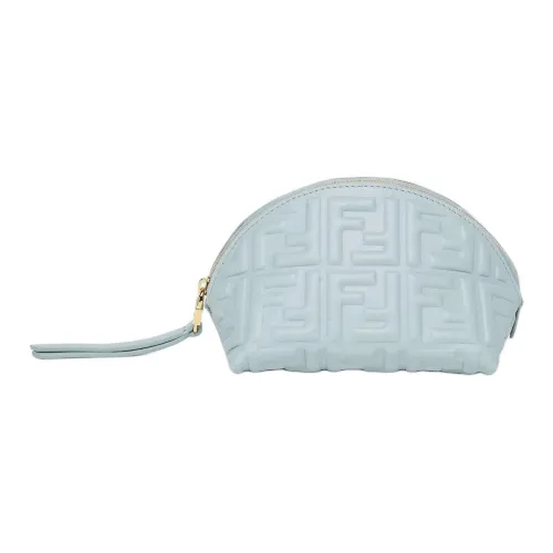 fendi silk Baguette Lambskin Clutch Makeup Bag Small Size Women's Light Blue