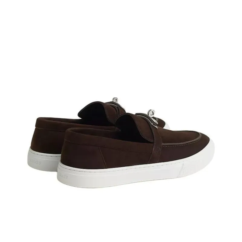 HERMES Game Loafers Men's Red Brown-2