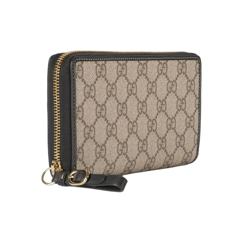 GUCCI GG Emblem Monogram Coated Canvas Wallet Women's Beige & Brown-1
