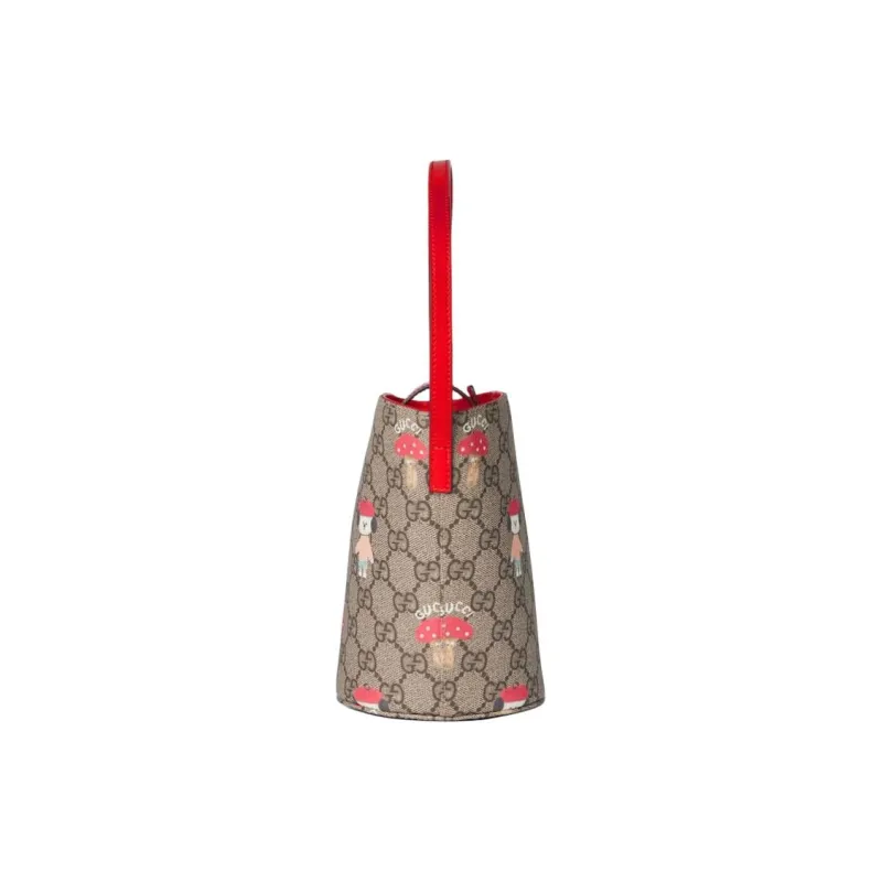 GUCCI Canvas Bag, Bucket Bag, Handbag Kids' Beige & Dark Brown-2