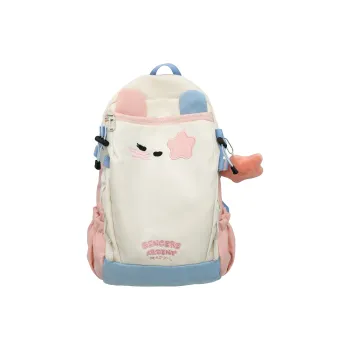 Yalu Nylon Material Backpack Women's Brown/Blue And Pink Color Blocking