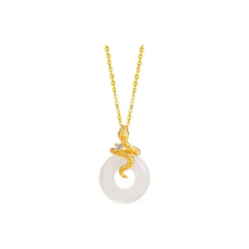 Artisan Lock Heart Jade Chalcedony Necklaces Women's