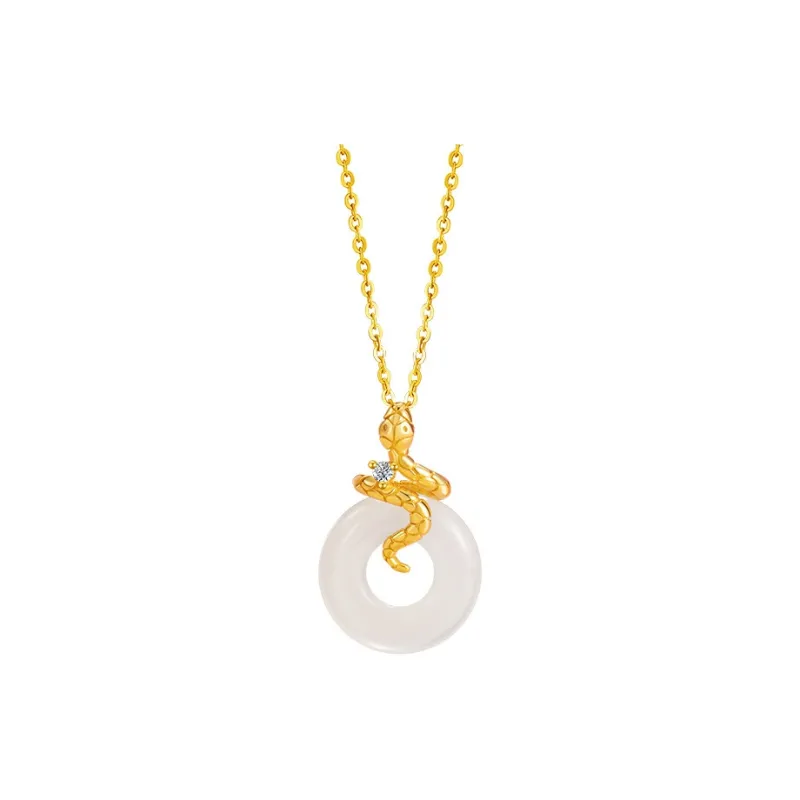 Artisan Lock Heart Jade Chalcedony Necklaces Women's-0