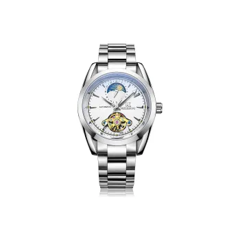 WSK Automatic Mechanical Movement Stainless Steel Watchband Men's Watches White Dial