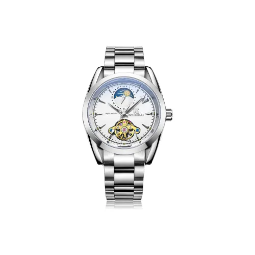 WSK Automatic Mechanical Movement Stainless Steel Watchband Men's Watches White Dial