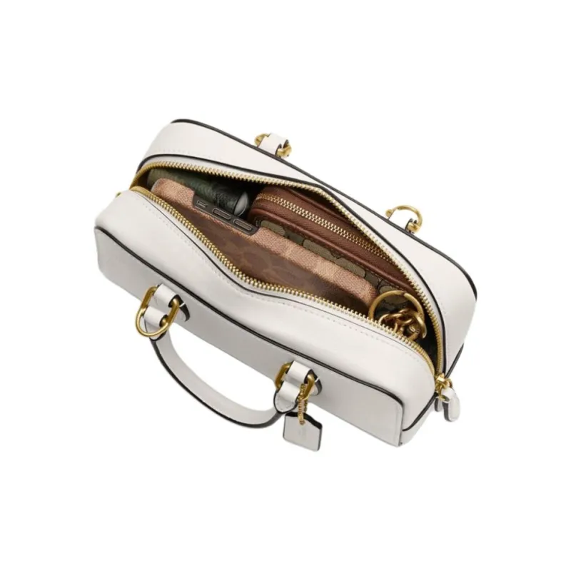 COACH Bowery Glove Tanned Leather Shoulder Bag, Crossbody Bag, Handbag Medium Size Women's Chalk-2