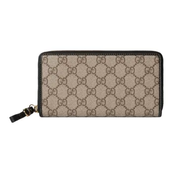 GUCCI GG Emblem Monogram Coated Canvas Wallet Women's Beige & Brown
