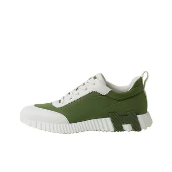 HERMES Bouncing Low Top Casual Shoes Men's White Green