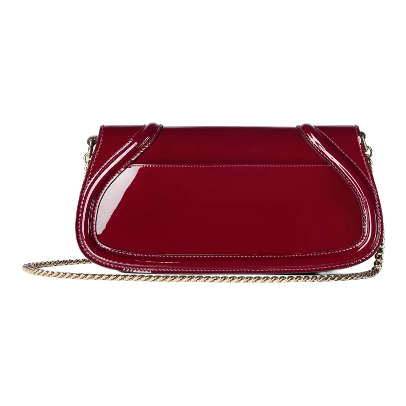 GUCCI Blondie Patent Leather Shoulder Bag Small Size Women's Red-3