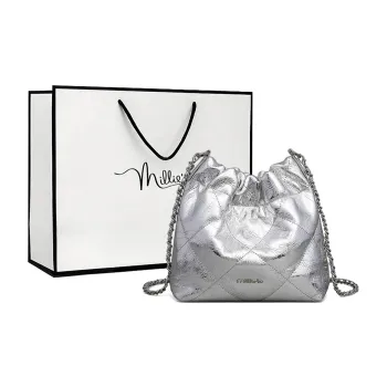 MILLIE'S Cow Leather With Synthetic Leather Underarm Shoulder Bag Women's Silver