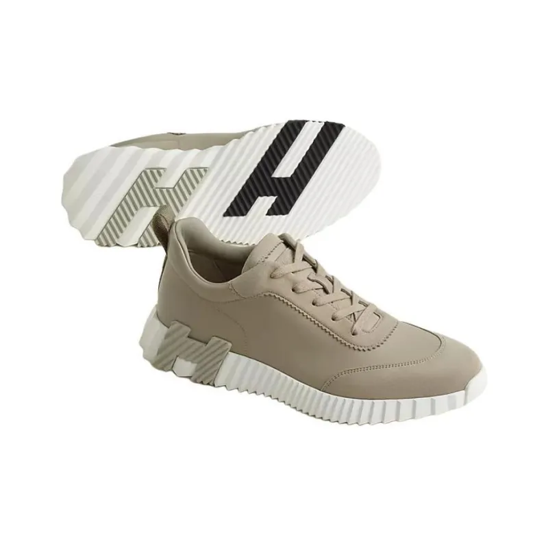 HERMES Bouncing Low Top Casual Shoes Men's Taupe-3