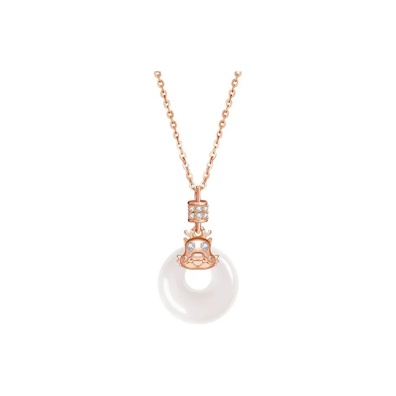 Artisan Lock Heart Jade Chalcedony Necklaces Women's-8