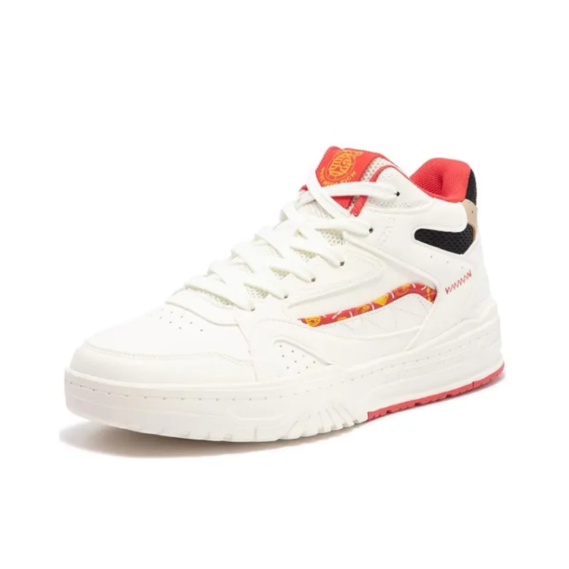 361° Anti Slip Wear Resistant High Top Skateboard Shoes Men's White Red-2